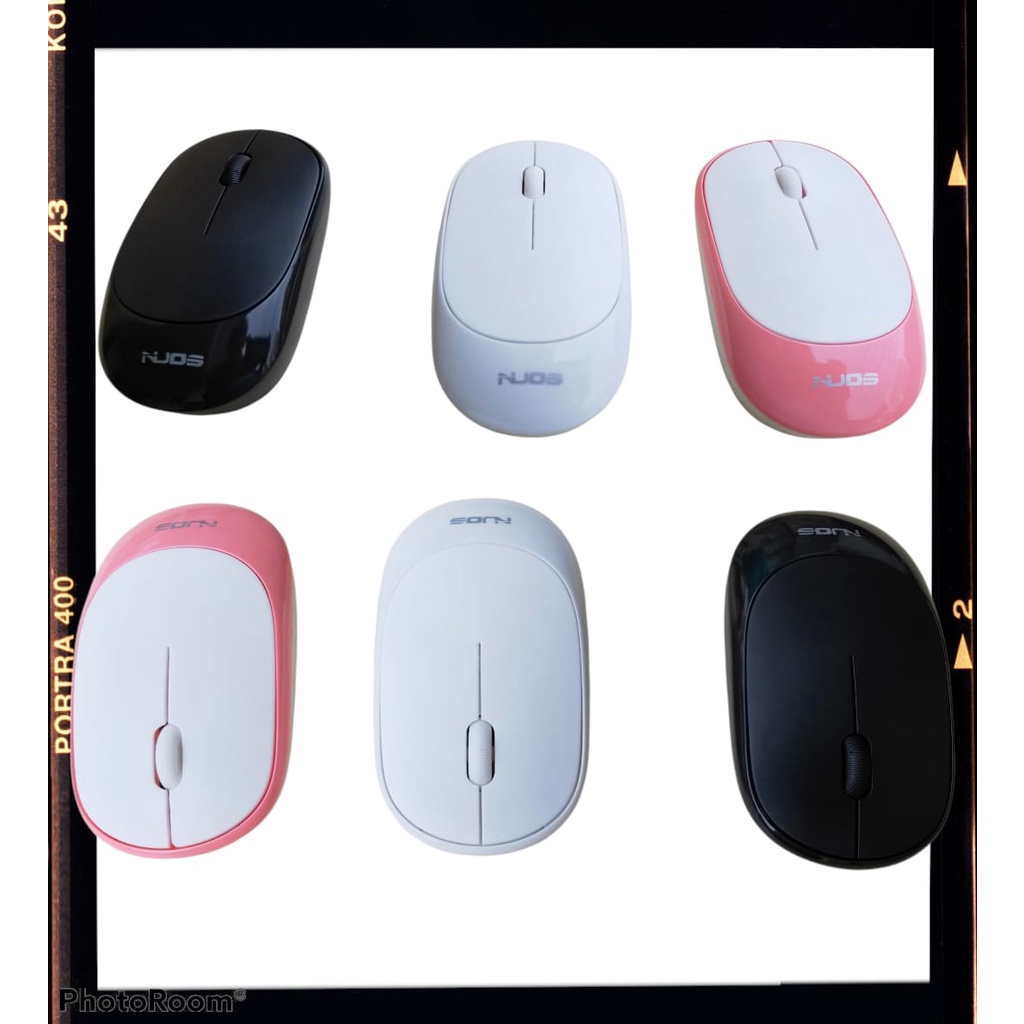 Mouse Wireless Laptop PC Tanpa Kabel/Mouse W2 Nuos 2,4 GHZ Slim Tipis