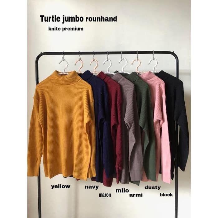 [Turtle jumbo RH RO]Blouse wanita rajut Varian warna