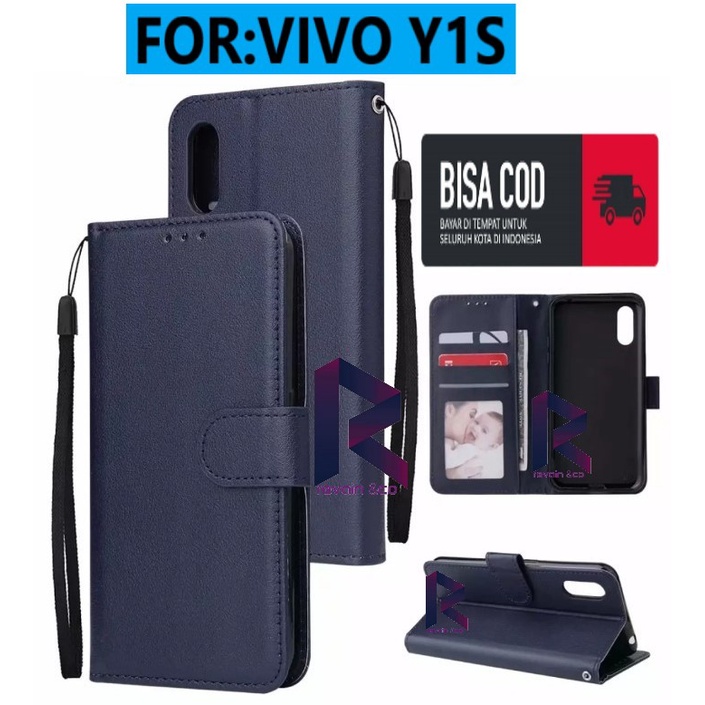 CASING VIVO Y1S FLIP WALLET LEATHER KULIT PREMIUM SARUNG BUKA TUTUP CASE DOMPET FLIP CASE VIVO Y1S