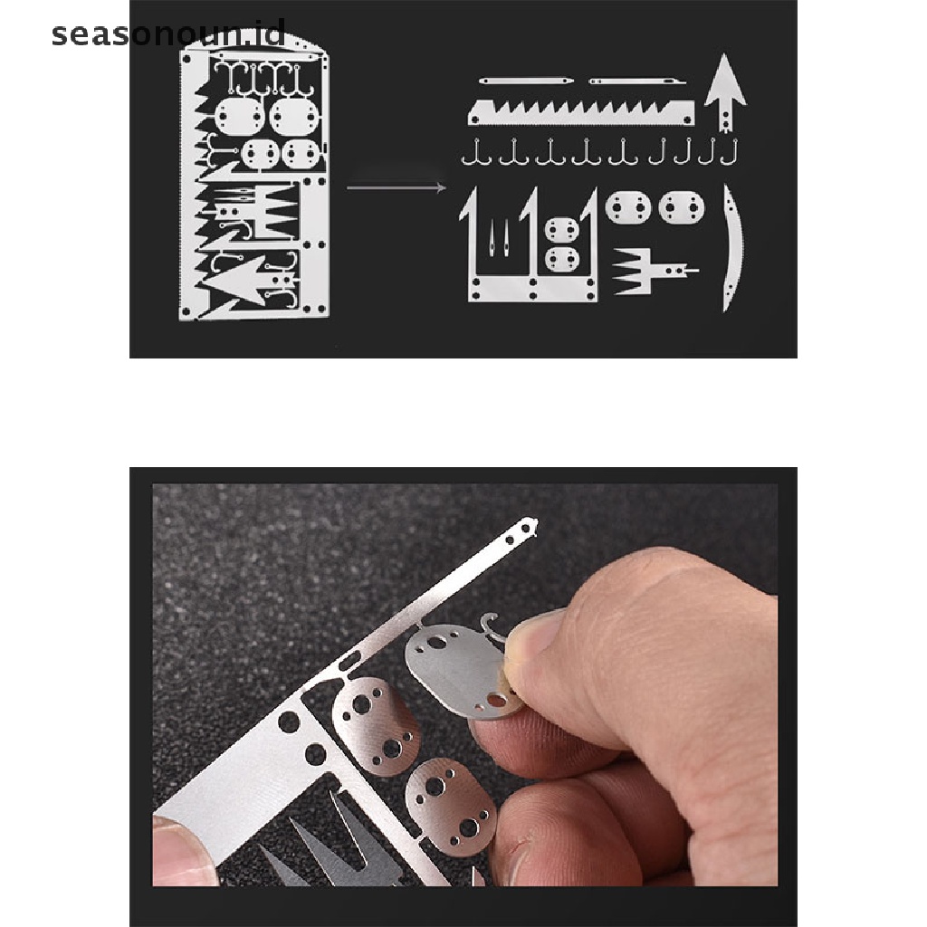 【seasonoun】 Survival Tool Card 22 In 1 Survival Card-Multi Purpose Pocket Stainless Steel .