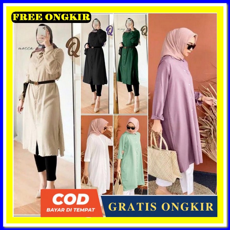 Import Dres Kemeja Tunik Kekinian Dress Baju Korea Murah Terbaru Baju Muslim Remaja Pakaian Wnta Bj 