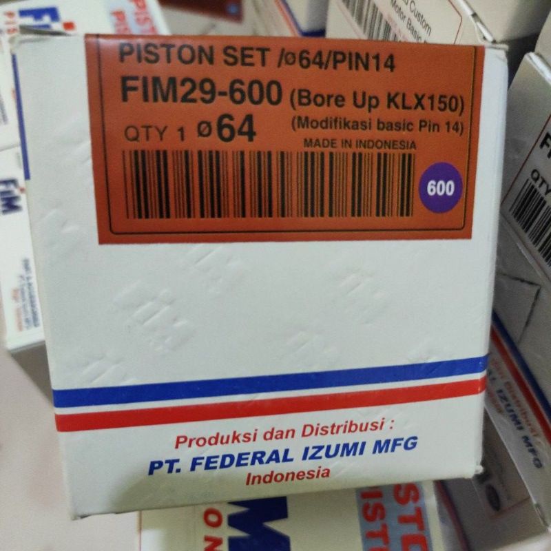 Piston Kit FIM KLX FIM29 61 62 63 64 Pin 14 PnP Vario Verza MP Mono-os.600 (64)