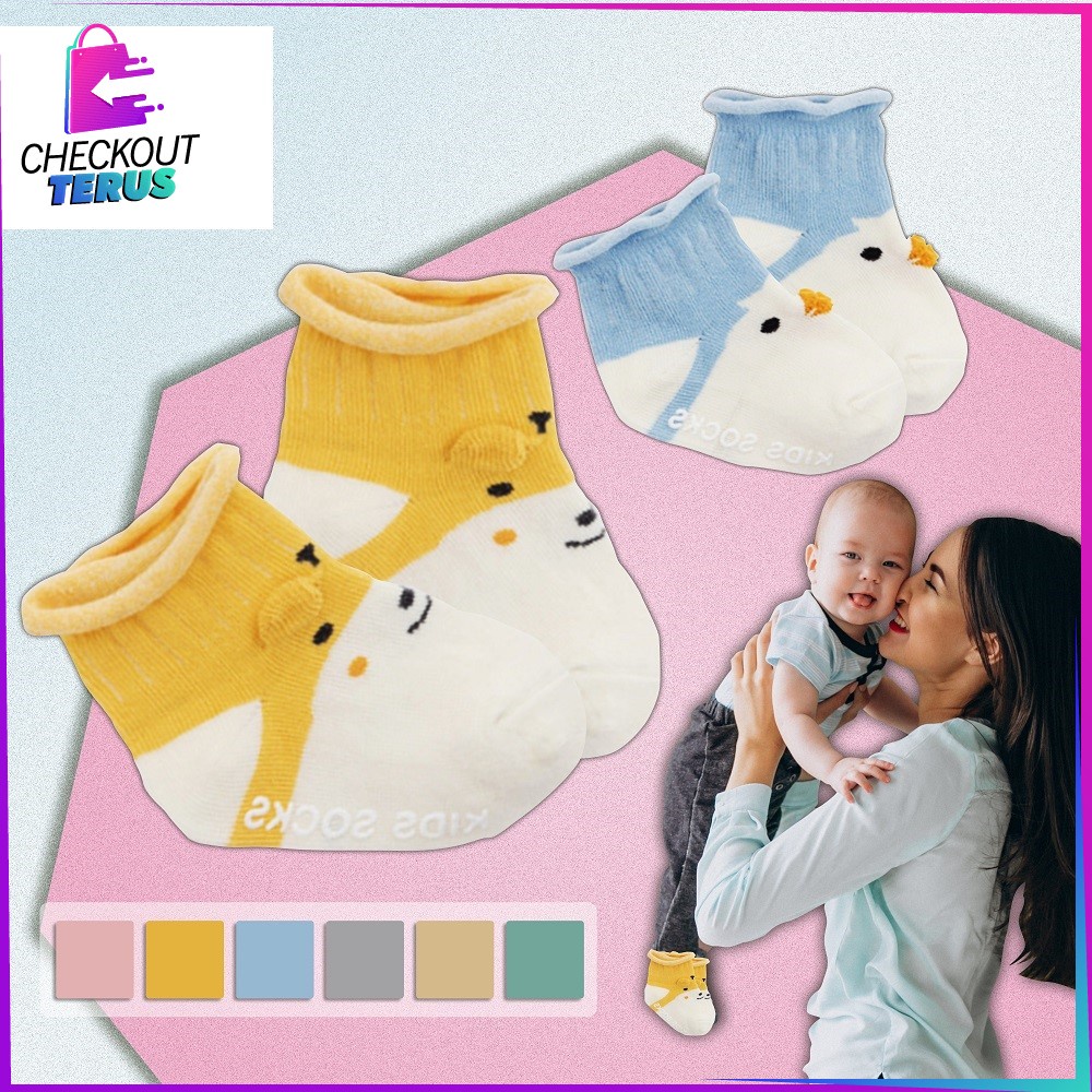 CT P90 Kaos Kaki Bayi Motif Animal Kaos Kaki Bayi Anti Slip Lucu Kaos Kaki Anak Antislip Motif Cute Baby Socks Kaos Kaki Lembut Bayi