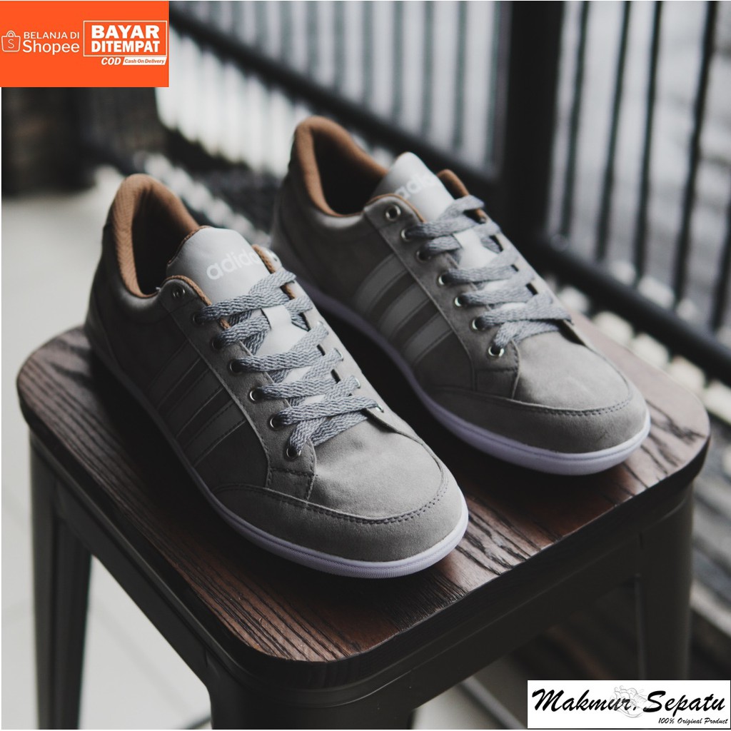 Sepatu Adidas Kapler Grey - Fashion Casual Sneakers Pria Bertali - Kuliah Hengout Keren Kekinian