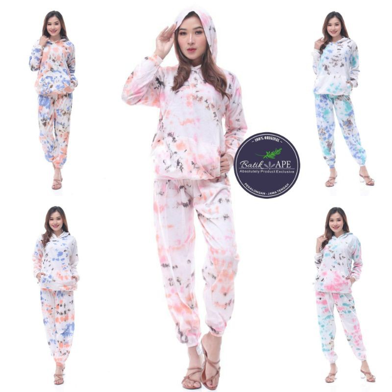 ONESET HOODIE TIE DYE SHIBORY JUMPUTAN MANUAL HANDMADE ORIGINAL KARETAN GALARAN CANDY SERIES MODERN