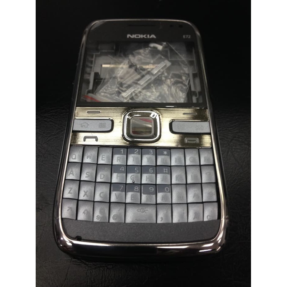 [termurah] Casing Nokia Qwerty E72 Silver Fullset Include Tulang Original Cina