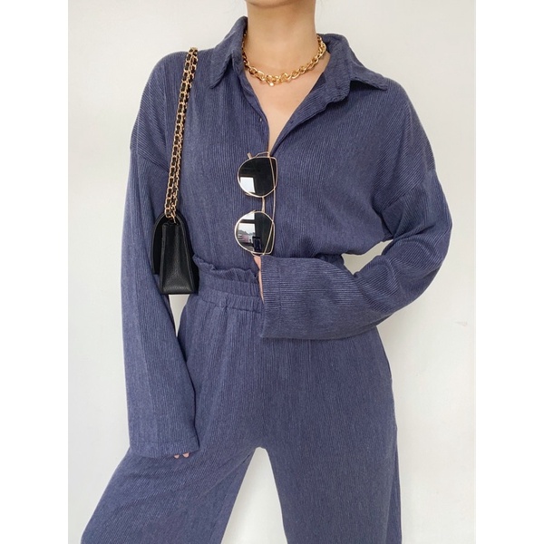 [GIC] Zalina Knit Set-Denim blue