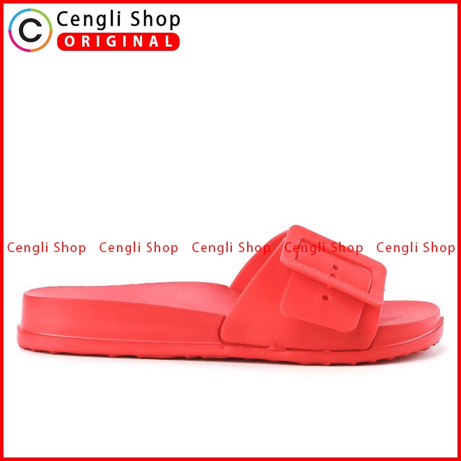 SANDAL SLIDE WANITA HUSH PUPPIES ORIGINAL CASUAL BRANDED RED HW18