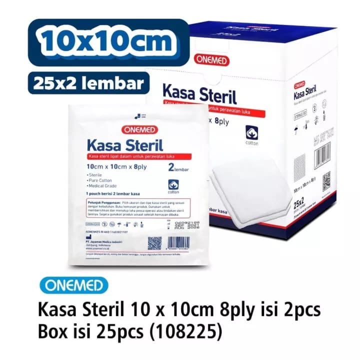 KASA STERIL 10x10cm ONEMED 8PLY ISI 2 LEMBAR / KASA STERIL 7.5x7.5cm ONEMED 8PLY ISI 2 LEMBAR / KASA STERIL 5x5cm ONEMED 8PLY ISI 2 LEMBAR