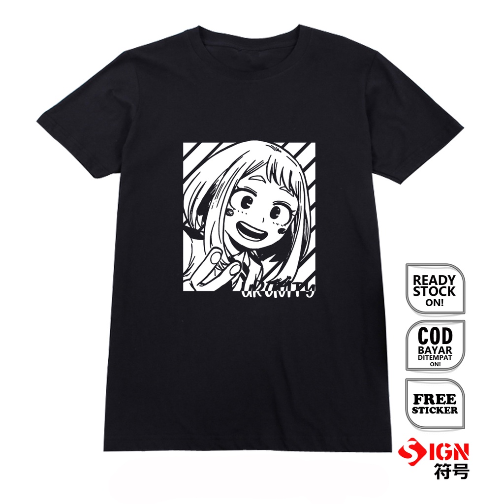 KAOS WAIFU ANIME MANGA WIBU URAVITY OCHACO URARAKA MY HERO ACADEMIA IZUKU MIDORIYA JAPAN CULTURE OTAKU STAR STRIPE HISASHI TOMURA SHIGARAKI DEKU BAJU JEPANG COSPLAY - SIGN CLOTH