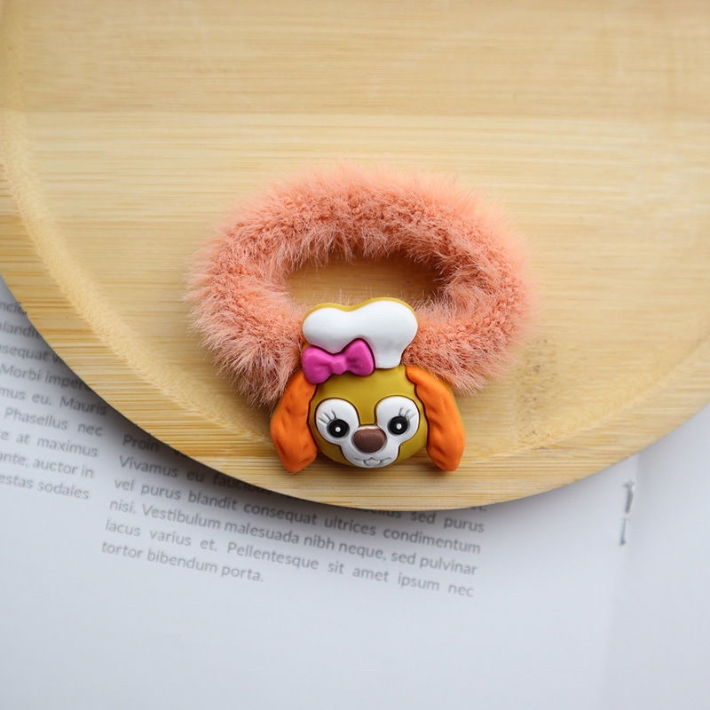 [Delunashop]Ikat RambutDonat- Ikat Rambut Bulu Donat - Ikat Rambut Donat Korea  karakter-Orange 🍊