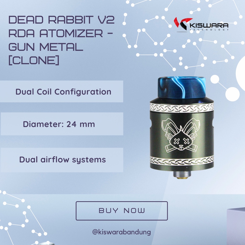 Dead Rabbit V2 RDA Atomizer - GUN METAL [Clone]