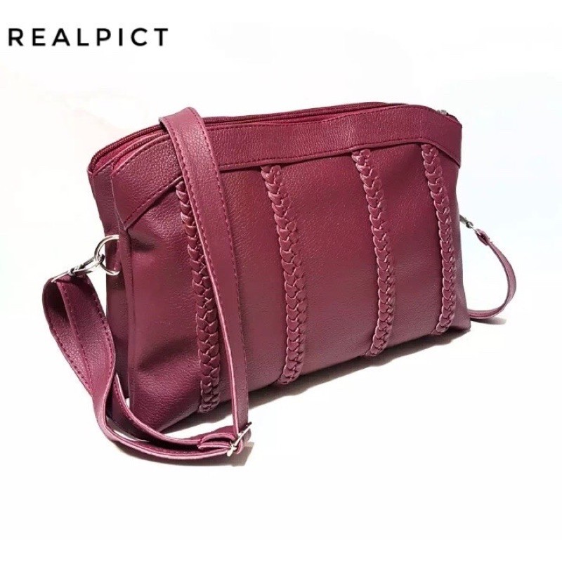 Tas Selempang wanita tas kulit kepang tas simple elegant tas kondangan wanita sling bag kulit polos