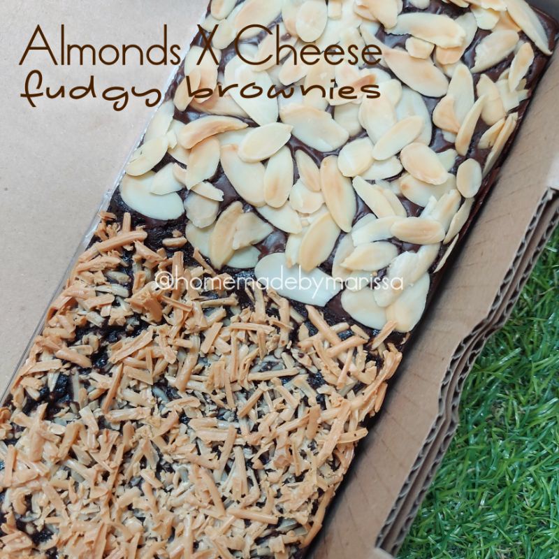 

ALMONDS X CHEESE Fudgy Brownies (Brownies Panggang Almond & Keju) Halal