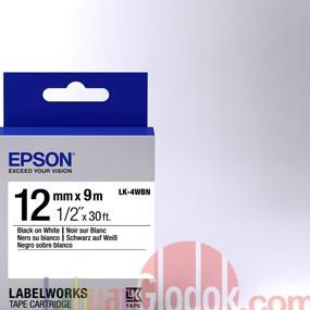 

Epson label 12mm black on white 9m labelworks tape cartridge LK-4WBN TERUJI Kode 5