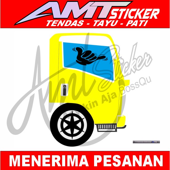 Stiker Blok Kaca Samping Tangan Oleng Warna Biru Stiker Kaca Samping Truk Warna Bisa Diganti