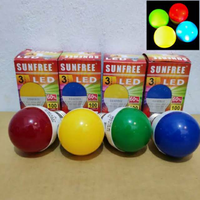  Lampu  Bolam Led Warna  3w SUNFREE Lampu  Bolam Tidur 