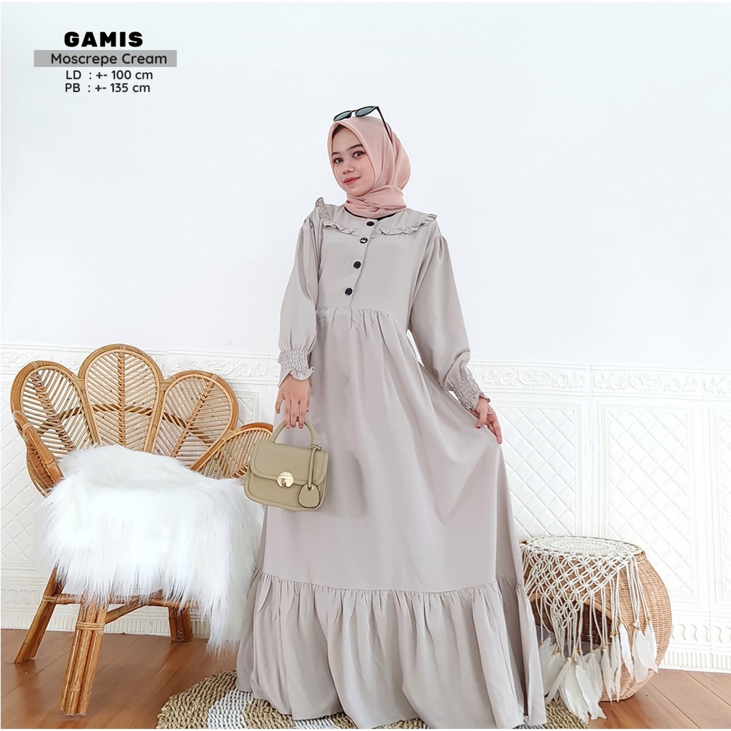 GAMIS MOUSCREPE, GAMIS BAHAN MOSCREPE PREMIUM KEKINIAN.