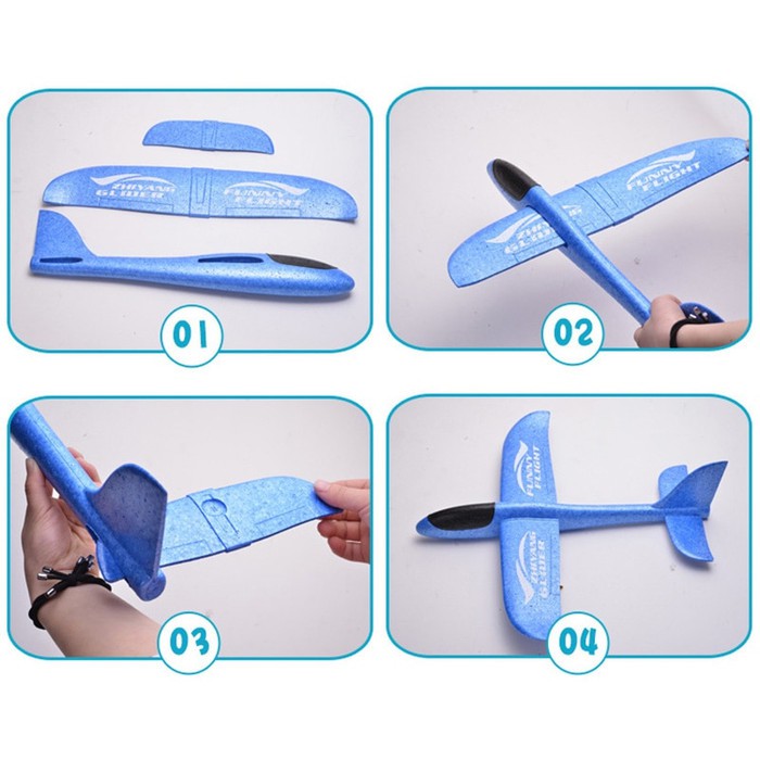 Mainan Pesawat DIY Hand Throw Foam Aeroplane Flying Glider Planes