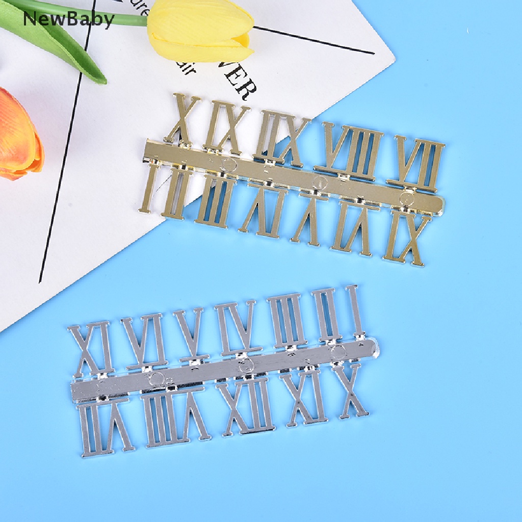 1 set Jam Dinding Angka Romawi 10mm Warna Emas Untuk Dekorasi Rumah