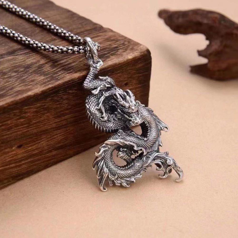 Kalung Rantai Choker Klavikula Liontin Naga Bahan Titanium Steel Gaya Korea Hip Hop Punk Kuba Untuk Pria Dan Wanita