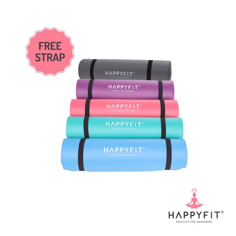 Happyfit Matras Olahraga NBR 10MM /Exercise/Gym Mat INCLUDE STRAP / Matras Yoga Termurah