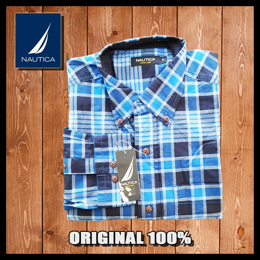 Kemeja NAUTICA Lengan Panjang Pria Style Deep Blue - Original 100% New-L