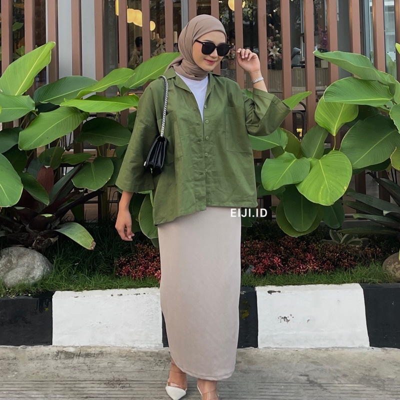 Hana Shirt - Kemeja Linen Oversize Shirt Lengan Panjang Wanita