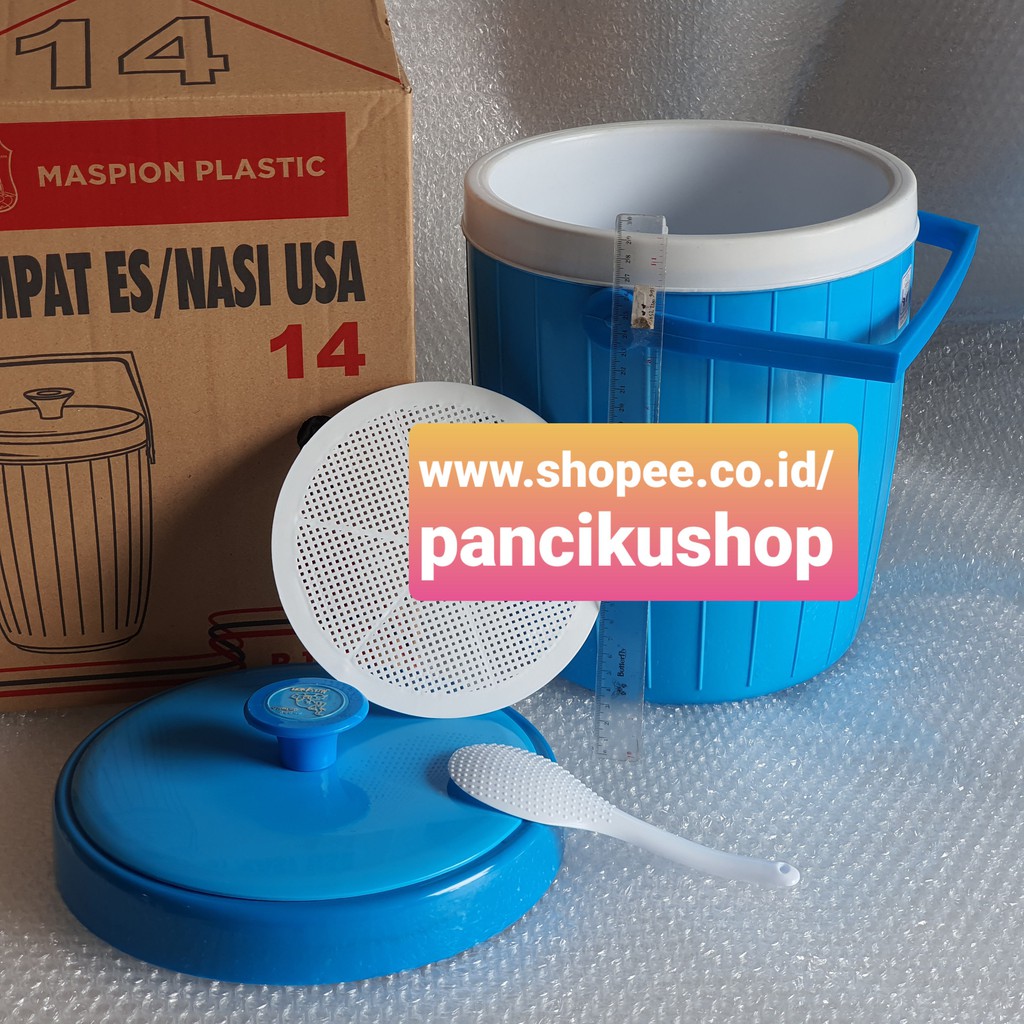TERMOS NASI / ES RICE BUCKET USA MASPION 14 (isi kurang lebih 9,2 liter, wajib baca deskripsi)