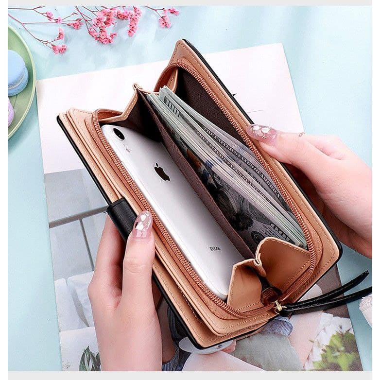 DOMPET PANJANG WANITA IMPORT KOREA KULIT PREMIUM MEWAH DAUN FASHION SCALY MURAH LIPAT WA093B5