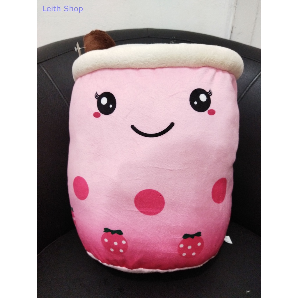 Boneka Minuman Boba Pink Strawberry Stroberi Size Besar Ukuran Jumbo