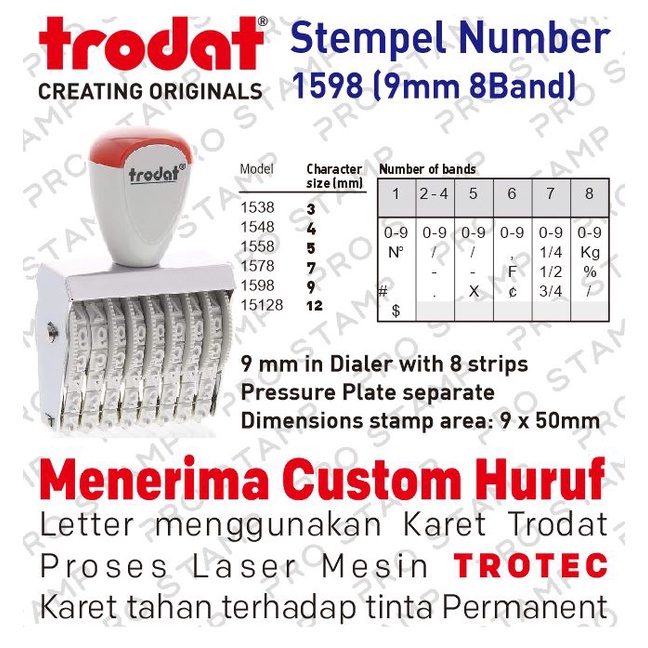 

Stempel Manual Angka 8 Digit 9mm / Trodat 1598