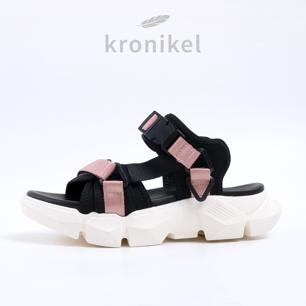 [PREMIUM LOKAL BRAND] KRONIKEL PROJECT // HANA 2-in-1 Sandals - Black Pink