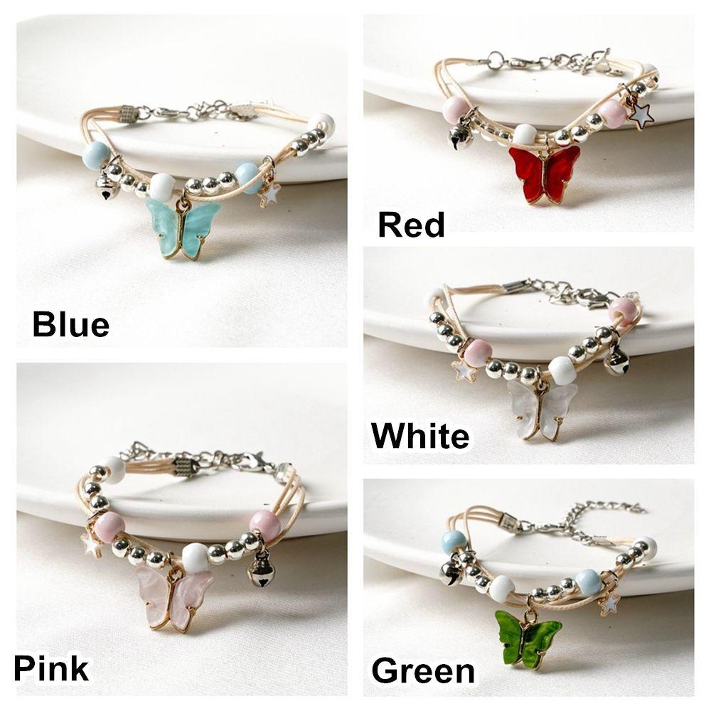 Lily Butterfly Gelang Bell Manik-Manik Keramik Liontin Dapat Disesuaikan