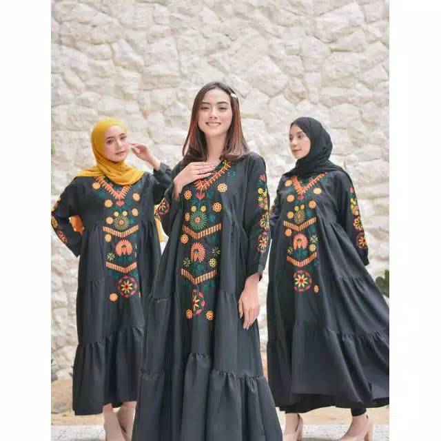 Fitri maxy bordir pakaian wanita dress fashion muslim