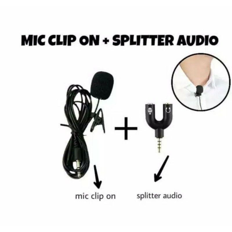 Paket Mic Clip On + Audio Spliter U / Y Smule + Youtube Fullset