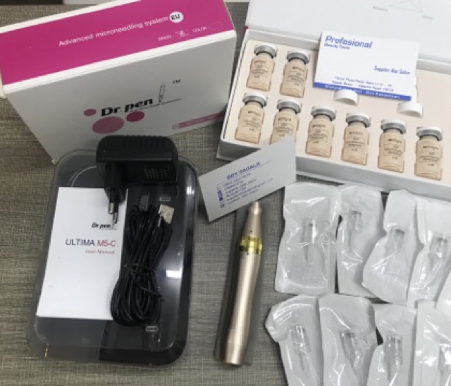 paket perawatan sulam bedak bb glow drpen m5 stayve needle nano 10pcs dr pen adapter bukan wireless