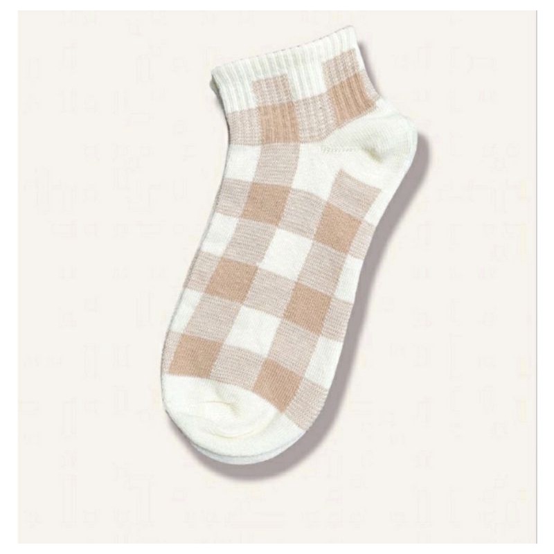 [ COD ] Kaos Kaki Wanita Motif Brown Lucu Tebal Semata Kaki Pendek Ankle Sock Women Socks / Kaos Kaki Pendek Semata Kaki Motif Hewan Beruang / Kaos Kaki Cewek Lucu / Kaoskaki Pendek Perempuan / Kaos Kaki Brown-Krem Kotak