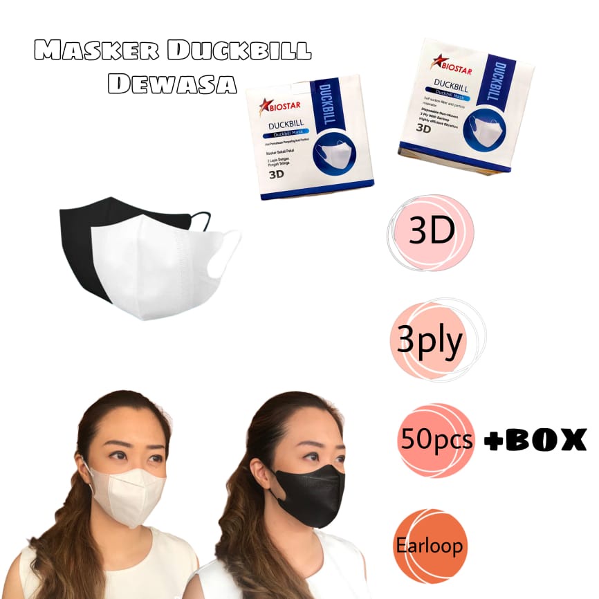 Masker Duckbil 3 ply Face Mask Duckbill 1 box isi 50pcs