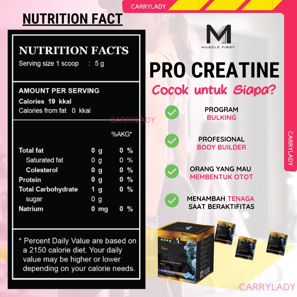 Muscle First Pro Creatine CREAPURE 120 Gram - 40 Serving / Saji BPOM HALAL Musclefirst M1 Kreatin