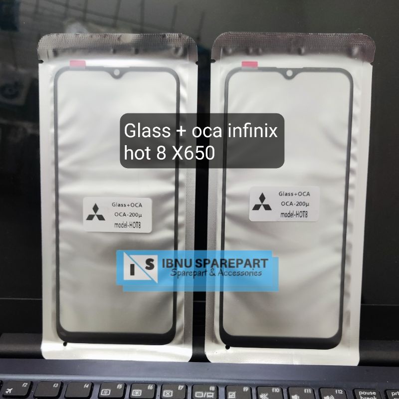 Kaca Lcd + Lem Oca Infinix Hot 8 X650 X650C Kaca Depan Kaca touchscreen Kaca Touch screen Glass Lcd Kaca tc kaca TS