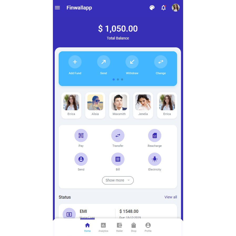 Source Code Template HTML Mobile - Finwall app