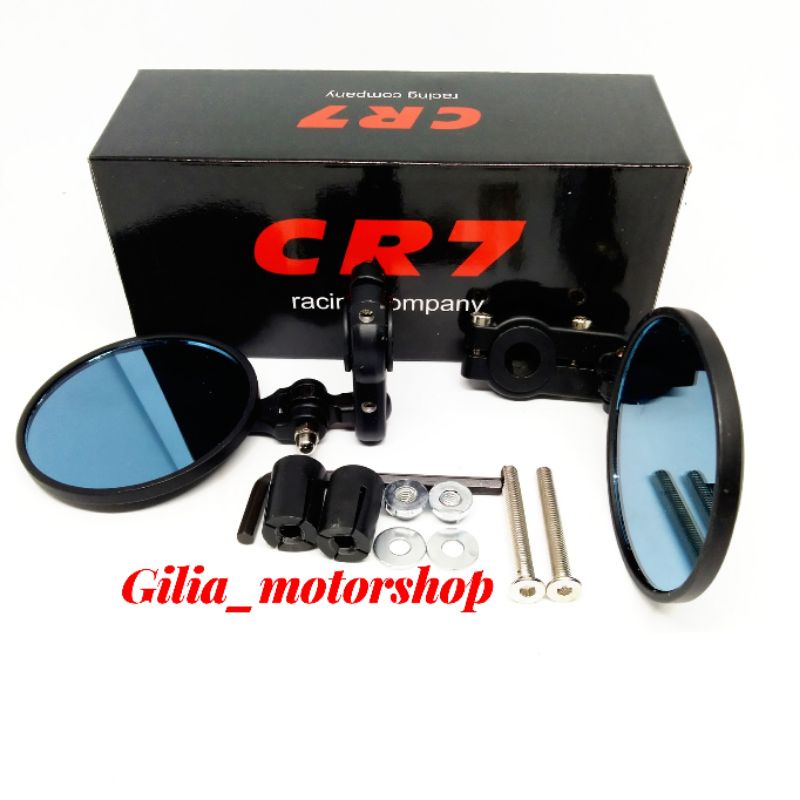 Spion Jepit Stang Supermoto CR7 Universal Motor Spion Bar End Stang CNC Kaca Biru Bisa Jepit di Stang Bisa Di Ujung Cr7