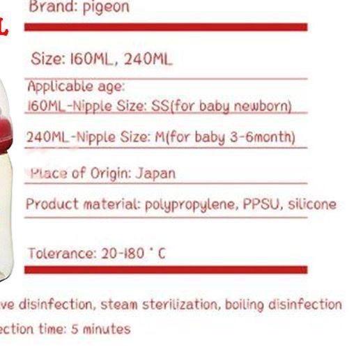 Pigeon Disney 160ml 240ml Botol Susu PPSU Wide Neck Mickey Minnie Pooh Snoopy