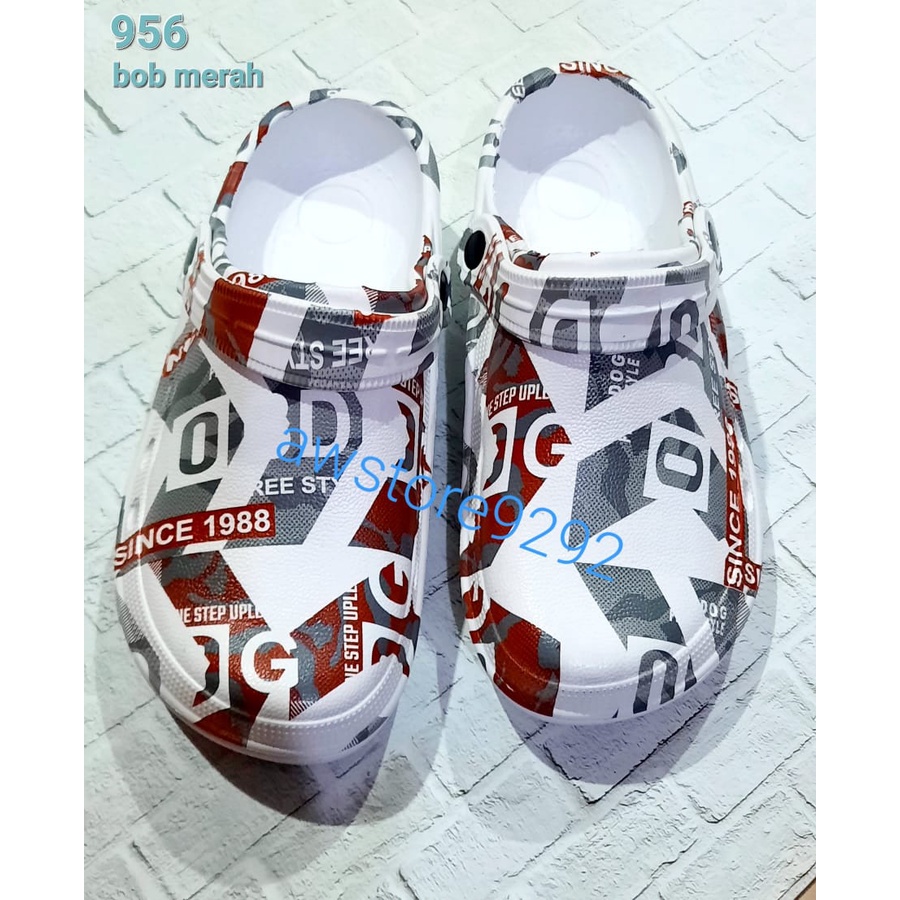 Motif FREE STYLE 956 - HEMA Sandal Kodok Karet Anti Slip Empuk Model Printing Slop WANITA PRIA