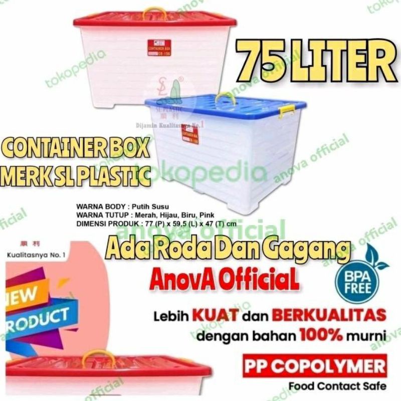 [ ⭐⭐⭐⭐⭐ ] BOX container kotak putih plastik SL ukuran 27 /75/95 liter asli tebal original