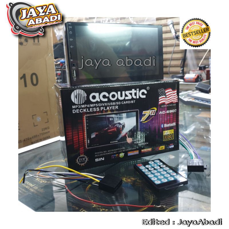 DOUBLE DIN 7INCH ACOUSTIC 6907 SIN FULL GLASS ORIGINAL BERGARANSI