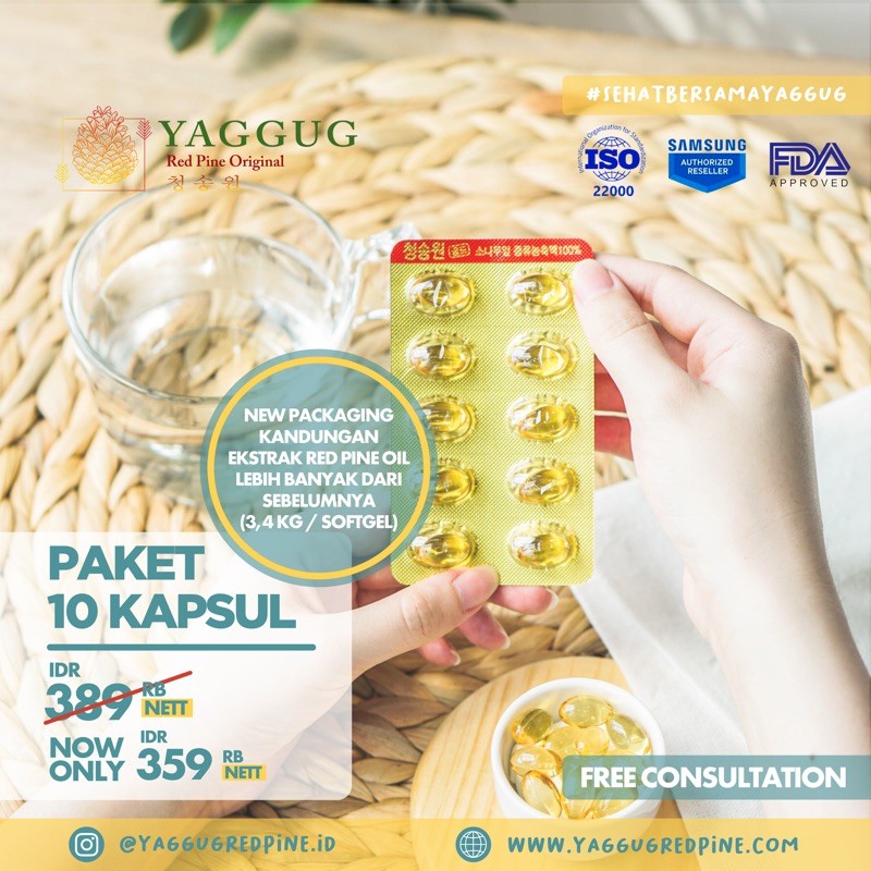 10 KAPSUL RED PINE OIL KOREA 100% ORIGINAL JEOK SONG WON SAMSUNG