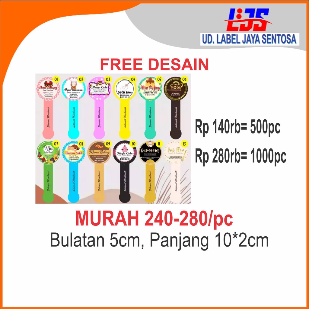 

Custom Stiker Segel Sticker Kemasan Toples (5x10*2cm) di label jaya