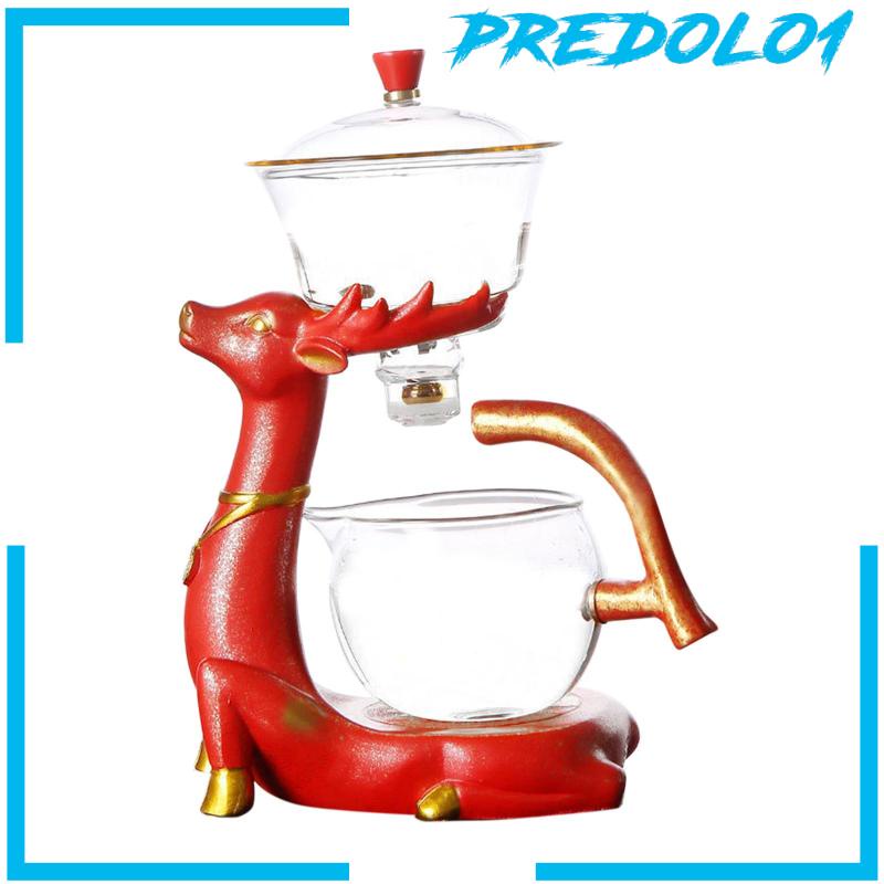 [PREDOLO1] Glass Automatic Lazy Tea Set Magnetic Rotating Bowl Teapot for Home